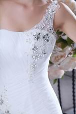 Best Seller One Shoulder Layers White Net Wedding Dress For Bride