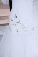 Best Seller One Shoulder Layers White Net Wedding Dress For Bride