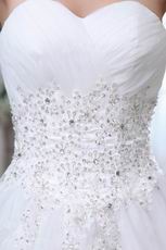 Pretty Appliqued Bodcie White Organza Cathedral Train Bridal Dress