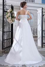 Modest White Flowers Appliqued Skirt Organza Wedding Dress