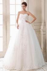 Princess Sweetheart Appliqued Bottom Puffy Wedding Bride Dress