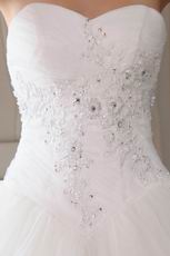 Princess Sweetheart Appliqued Bottom Puffy Wedding Bride Dress