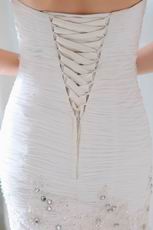 Flower Strapless Fishtail Ivory Chiffon Skirt Bridal Dress Petite