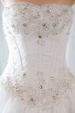 Sleeveless Beading Crystal Ivory Layers Puffy Wedding Dress