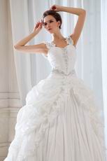 Exquisite Wide Straps Appliqued Corset Cathedral Wedding Dress Sale