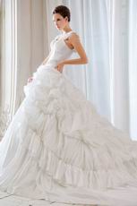 Exquisite Wide Straps Appliqued Corset Cathedral Wedding Dress Sale