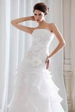 Strapless Layers Cascade Skirt Wedding Dress Ready To Bride Wear