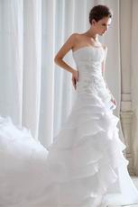 Strapless Layers Cascade Skirt Wedding Dress Ready To Bride Wear