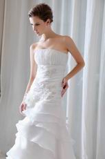 Strapless Layers Cascade Skirt Wedding Dress Ready To Bride Wear