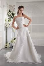 Princess Strapless Embroidery Ivory Organza Wedding Dress