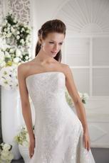 Princess Strapless Embroidery Ivory Organza Wedding Dress