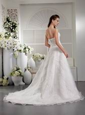 Princess Strapless Embroidery Ivory Organza Wedding Dress