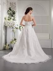 Princess Strapless Embroidery Ivory Organza Wedding Dress