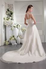 Column Strapless Empire Ivory Organza Appliqued Wedding Dress