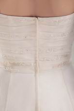 Column Strapless Empire Ivory Organza Appliqued Wedding Dress