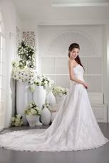 A-line Strapless Ivory Miami Wedding Dress For Bride