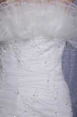 White Strapless Organza Appliques Mermaid Bridal Dress Cheap