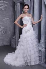 Pretty Sweetheart Appliqued Bodice Cascade Skirt Wedding Dress