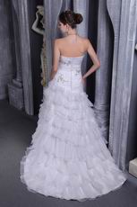 Pretty Sweetheart Appliqued Bodice Cascade Skirt Wedding Dress