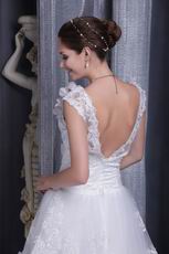 White Square Open Back Tulle Lace Wedding Dress For Discount