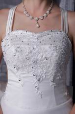 Appliqued Straps Cross Back Bridal Gowns With Flower Back