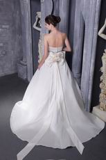 2014 Designer Strapless Cathedral Train Church Wedding Dress