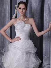 Strapless Ivory Organza Bridal Dress With Handmade Flower