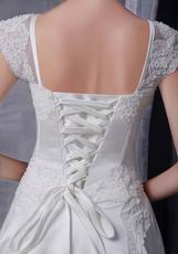 Square Neckline Chapel Train Skirt Western Wedding Dress