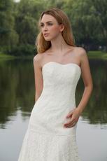Classical Strapless Court Train Lace Wedding Dress For Bride