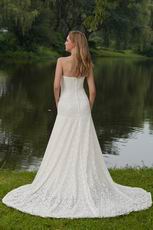 Classical Strapless Court Train Lace Wedding Dress For Bride