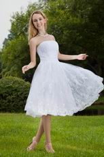 White Strapless Knee-length Short Lace Beach Wedding Dress