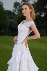 Off The Shoulder White Taffeta Lace Wedding Dress By Designer