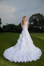 Off The Shoulder White Taffeta Lace Wedding Dress By Designer