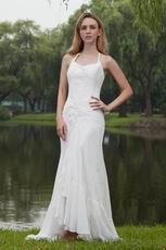 Elegant Halter Chiffon Embroidery Wedding Dress With Halter Design