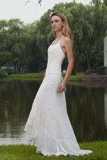 Elegant Halter Chiffon Embroidery Wedding Dress With Halter Design