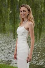 Simple Strapless Ivory Mini-length Dress To Beach Wedding