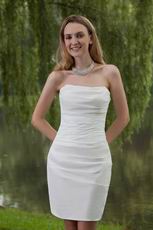 Simple Strapless Ivory Mini-length Dress To Beach Wedding