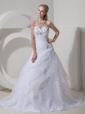 Beaded A-line Sweetheart White Organza Popular Wedding Dress