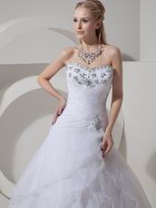 Beaded A-line Sweetheart White Organza Popular Wedding Dress