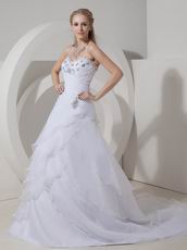 Beaded A-line Sweetheart White Organza Popular Wedding Dress