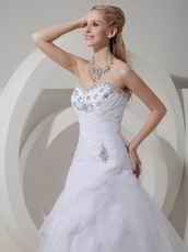 Beaded A-line Sweetheart White Organza Popular Wedding Dress