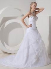 Beaded A-line Sweetheart White Organza Popular Wedding Dress