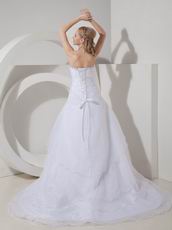 Beaded A-line Sweetheart White Organza Popular Wedding Dress