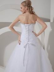 Beaded A-line Sweetheart White Organza Popular Wedding Dress