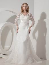 Long Sleeves Formal Church Appliqued Wedding Bridal Outfits