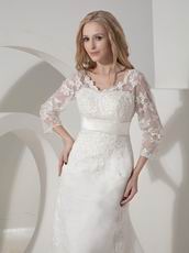 Long Sleeves Formal Church Appliqued Wedding Bridal Outfits