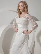 Long Sleeves Formal Church Appliqued Wedding Bridal Outfits