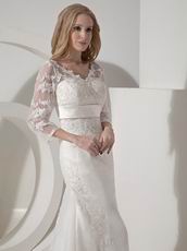 Long Sleeves Formal Church Appliqued Wedding Bridal Outfits