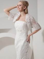 Pretty Mermaid Applique Inexpensive Wedding Dress With Jacket