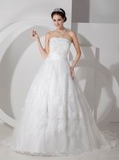 Cheap Strapless Appliques Decorate Wedding Bridal Gown With Belt